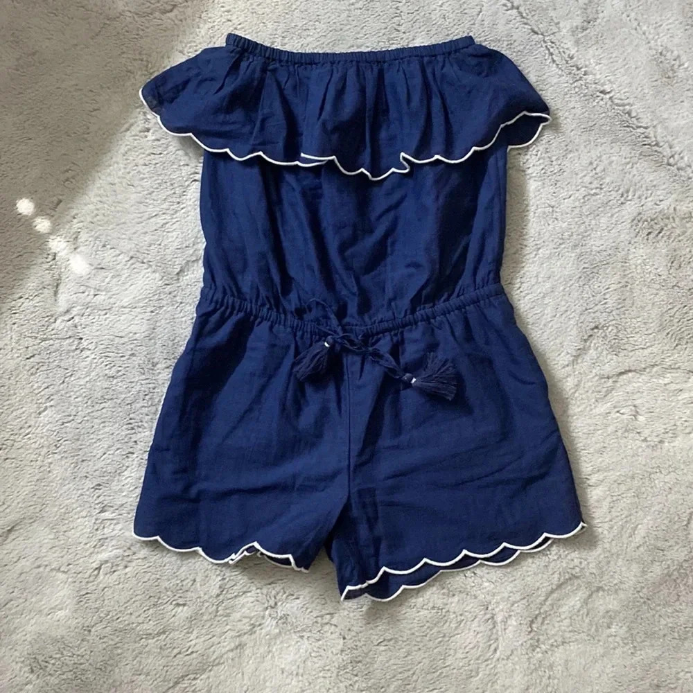 Vineyard vines navy strapless romper 100% cotton size XS